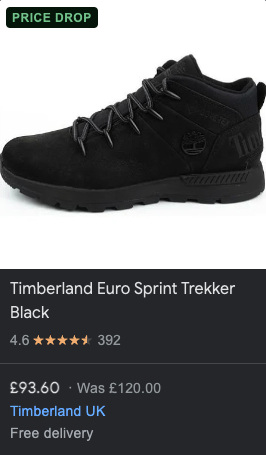 google shopping black november price drop example