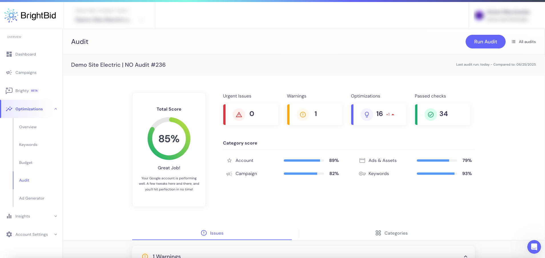 BrightBid Ad Audit Tool
